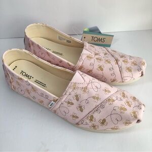 SALE🔥 TOMS Light Pink Gold Bee Mine Alpargata Slip On Quilted Loafer Flats Lilac